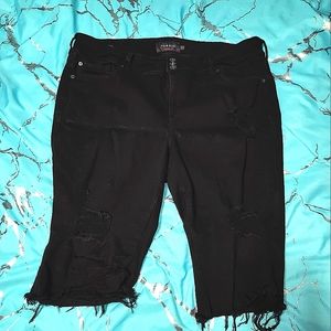 Torrid Capri Jeans Ripped Bottoms